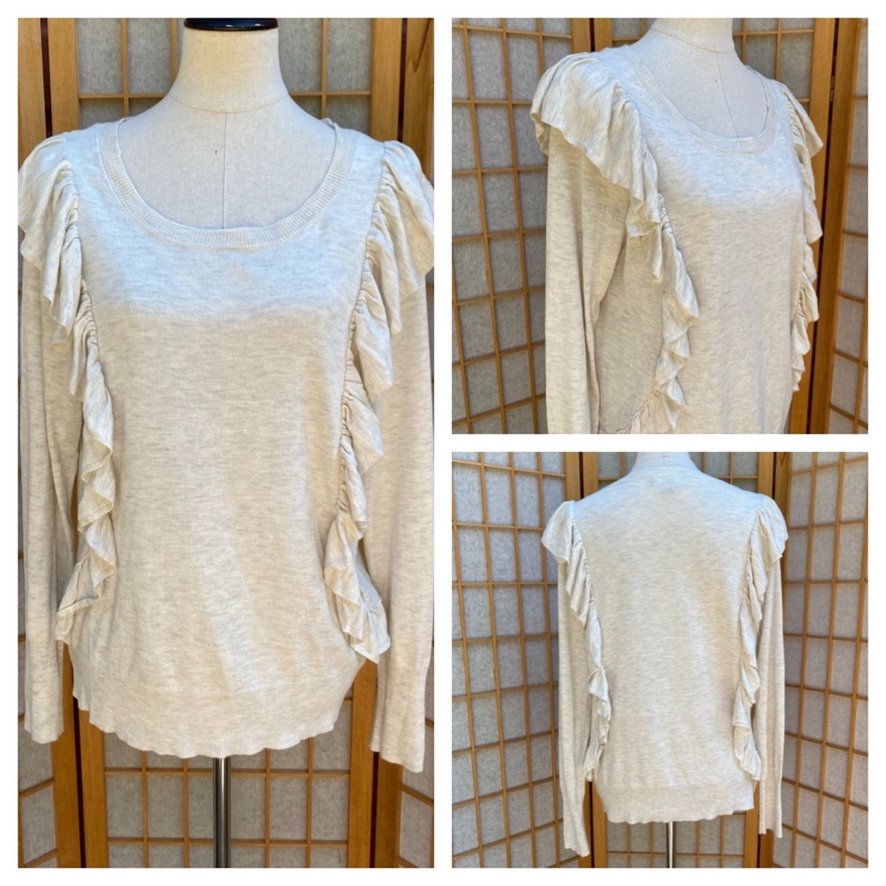 Marled Ruffled Sweater SZ L